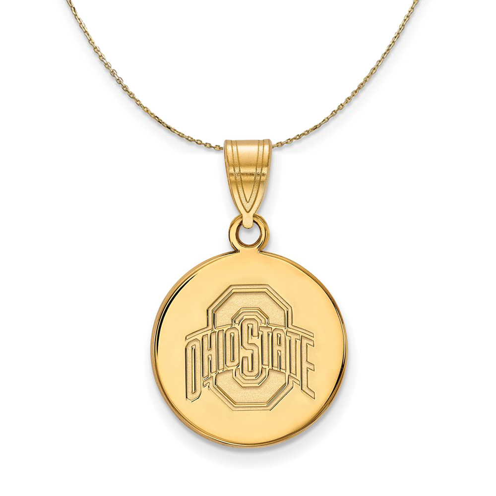 14k Yellow Gold Ohio State Logo Disc Necklace