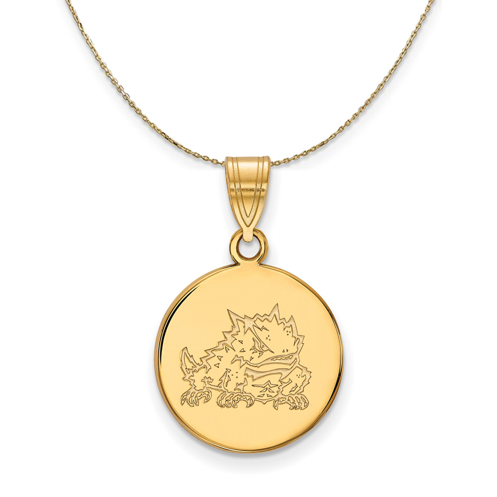 14k Yellow Gold Texas Christian U. Disc Necklace