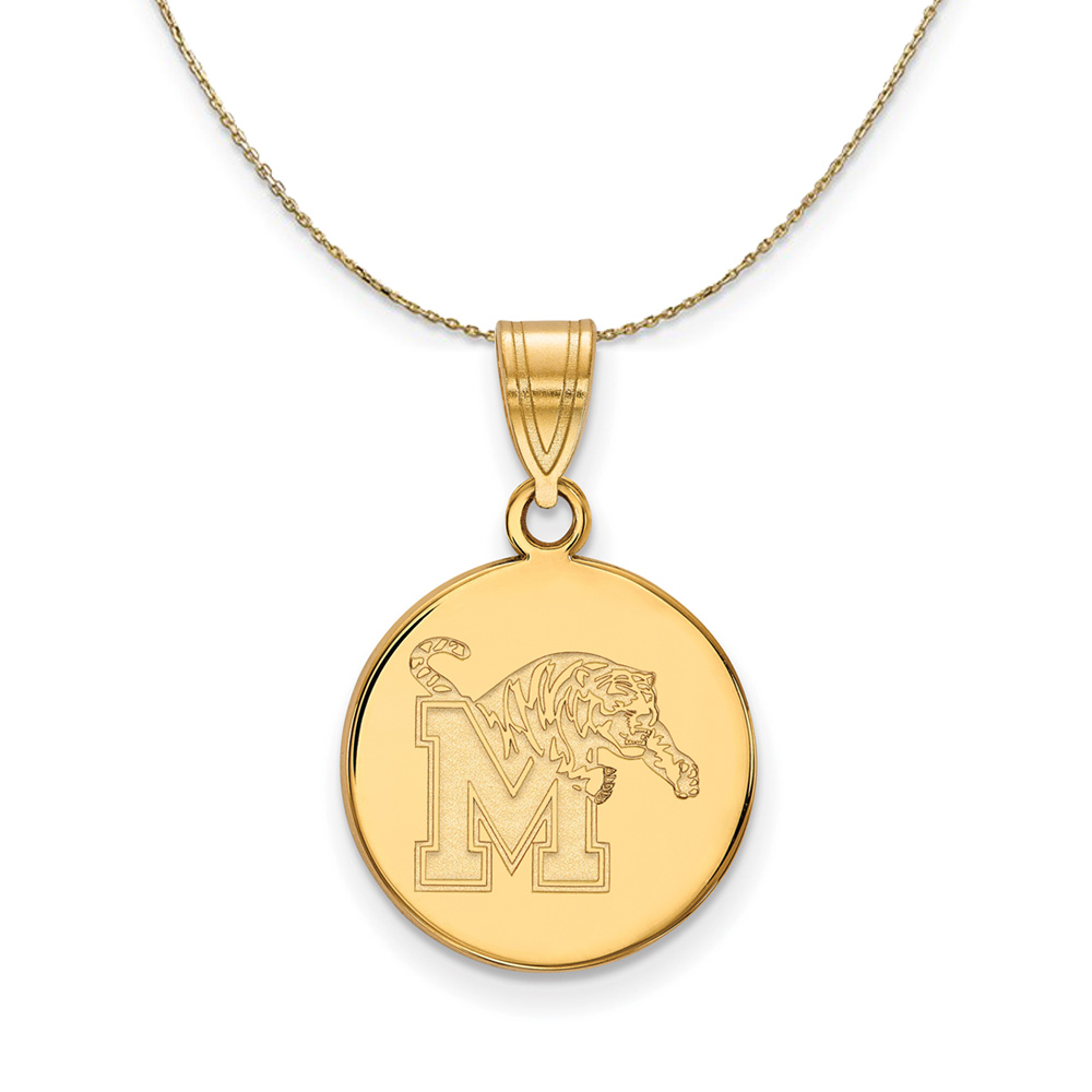 14k Yellow Gold U. of Memphis Medium Tiger Disc Necklace