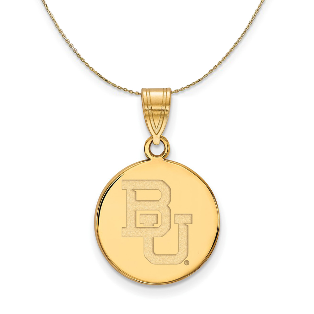 14k Yellow Gold Baylor U Logo Disc Necklace