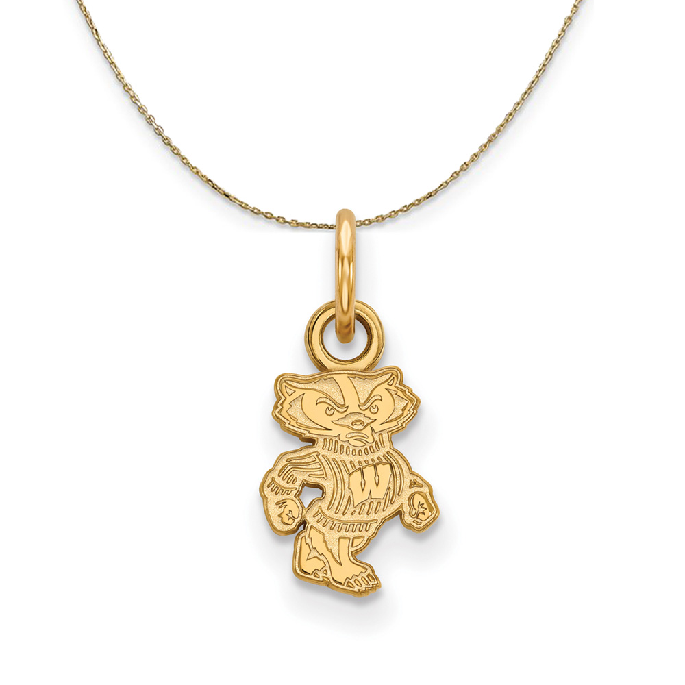 14k Yellow Gold U. of Wisconsin (Tiny) Logo Necklace