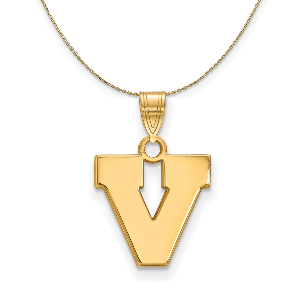 14k Yellow Gold U. of Virginia Initial V Necklace