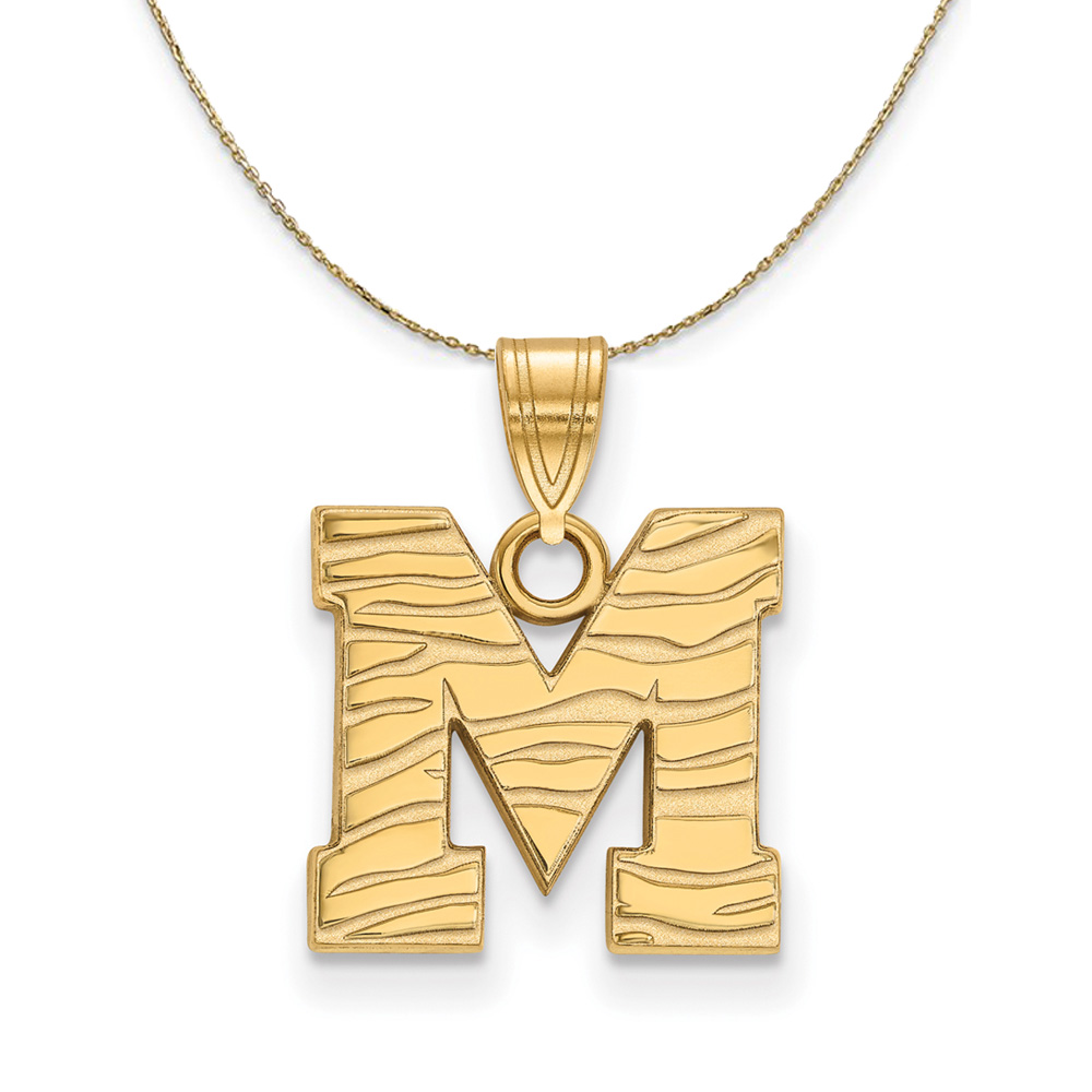 14k Yellow Gold U. of Memphis Small 'M' Necklace