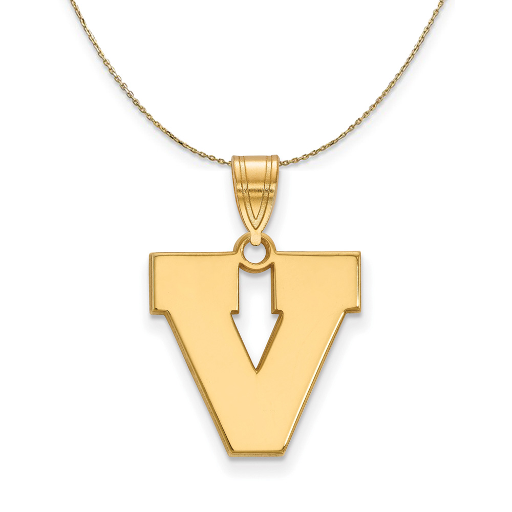 14k Yellow Gold U. of Virginia Initial V Necklace