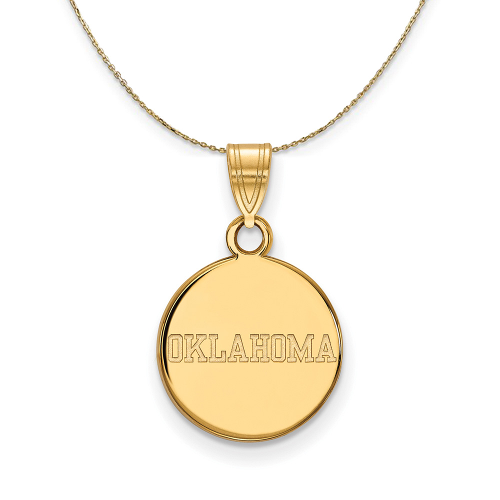 14k Yellow Gold U. of Oklahoma Disc Necklace