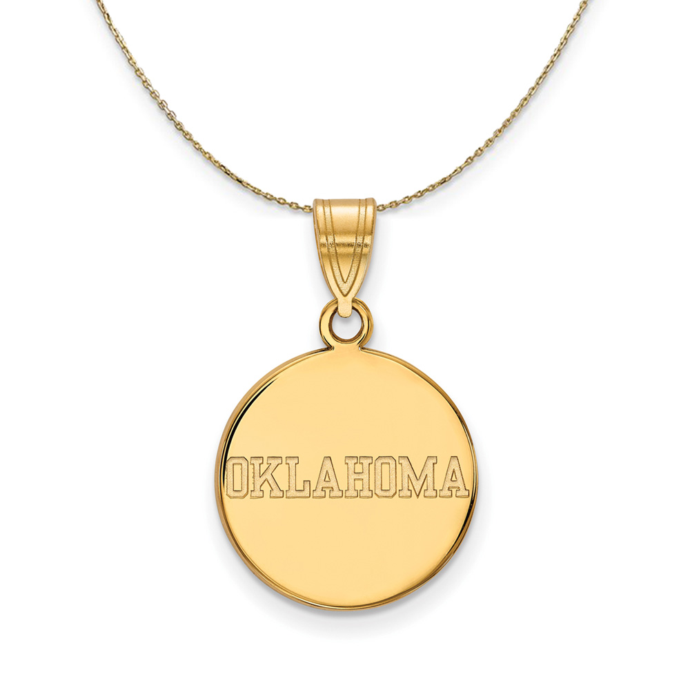 14k Yellow Gold U. of Oklahoma Disc Necklace