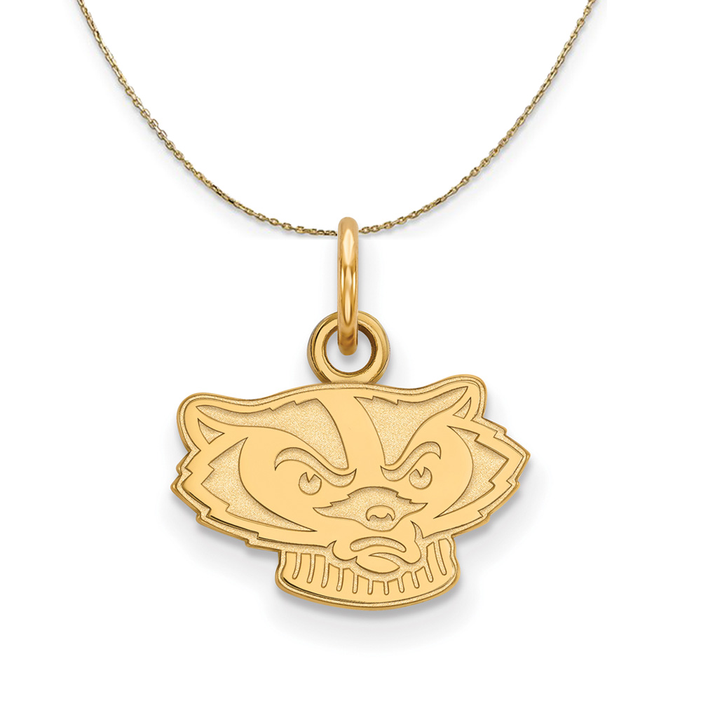 14k Yellow Gold U. of Wisconsin X-Small Badgers Necklace