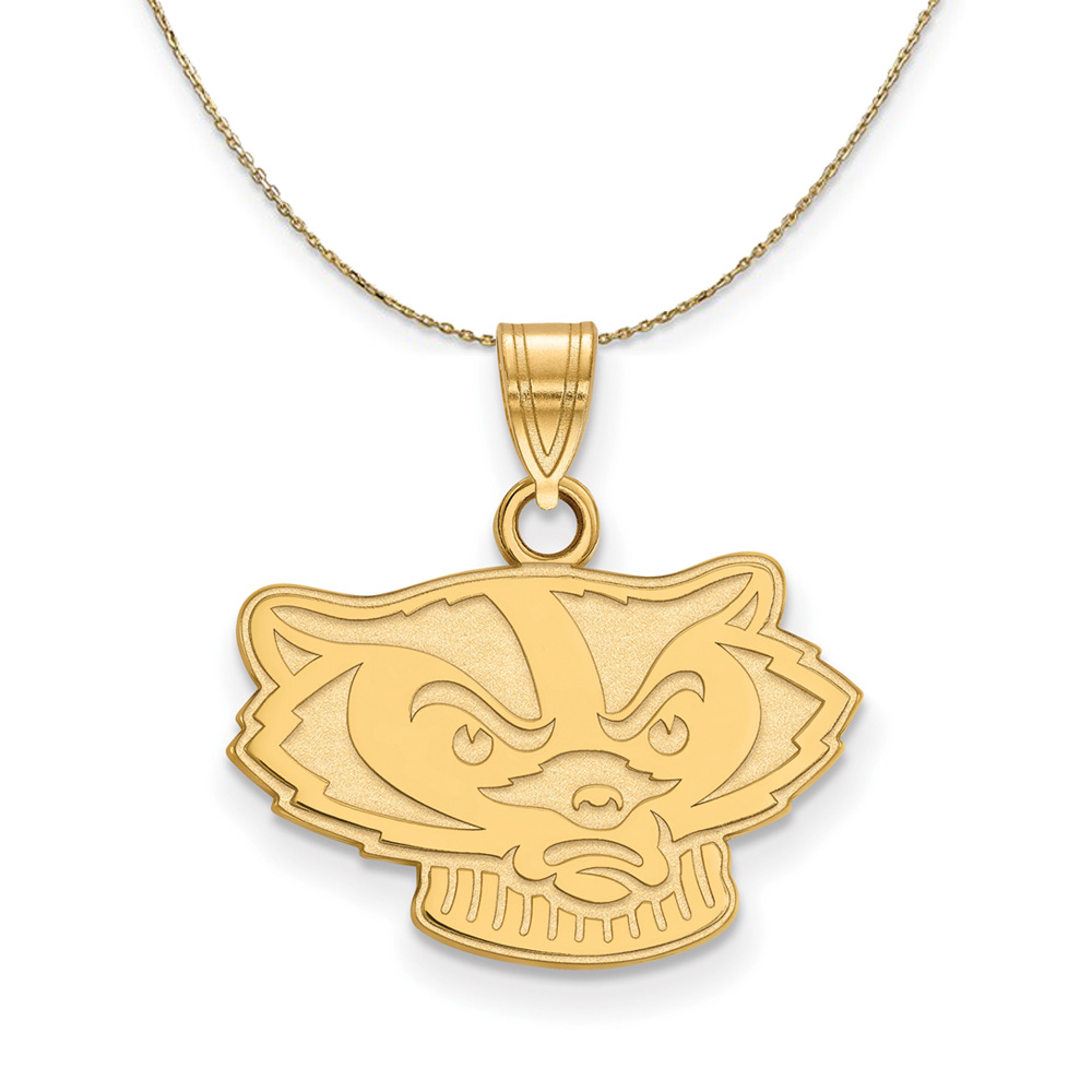 14k Yellow Gold U. of Wisconsin Badgers Necklace