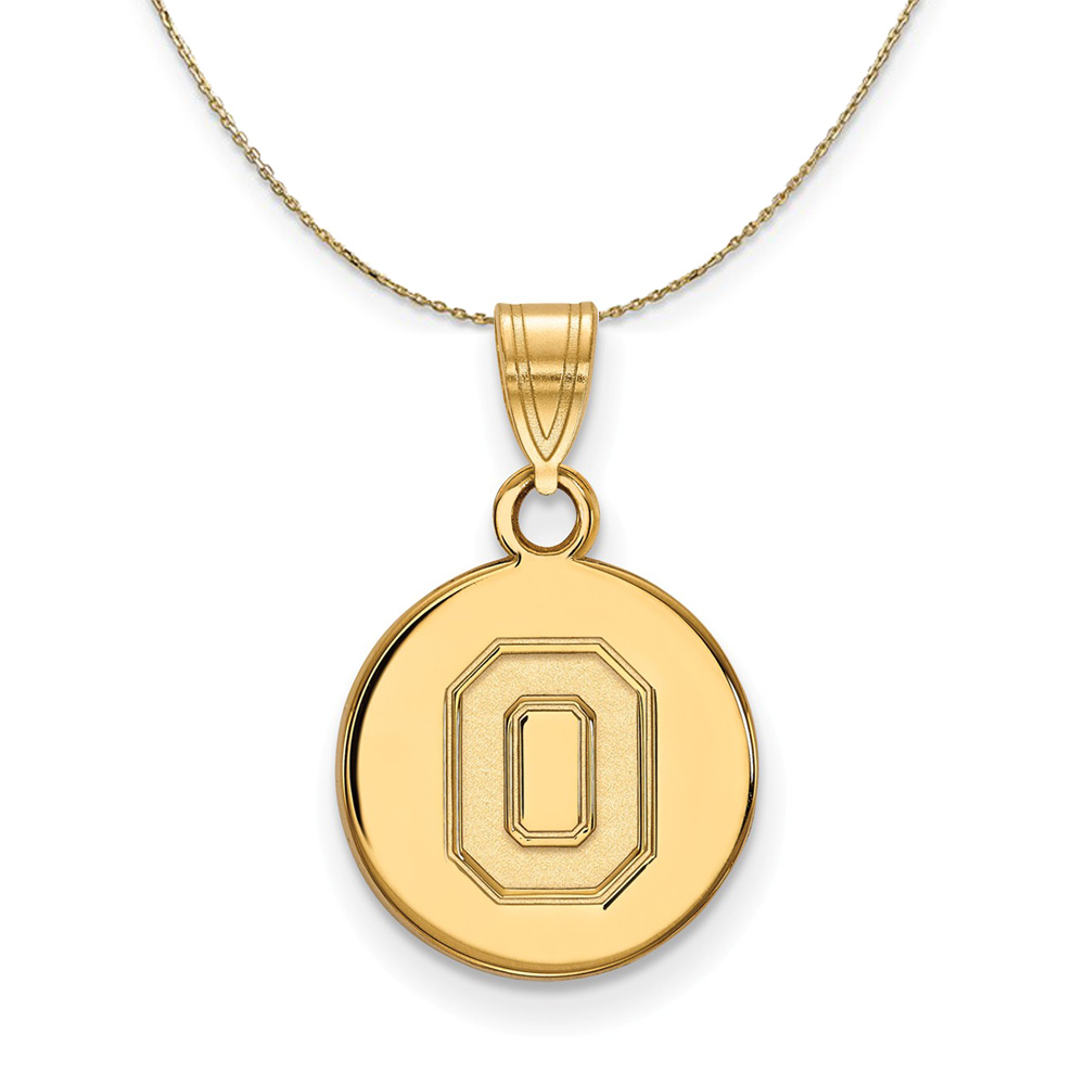 14k Yellow Gold Ohio State Disc Necklace