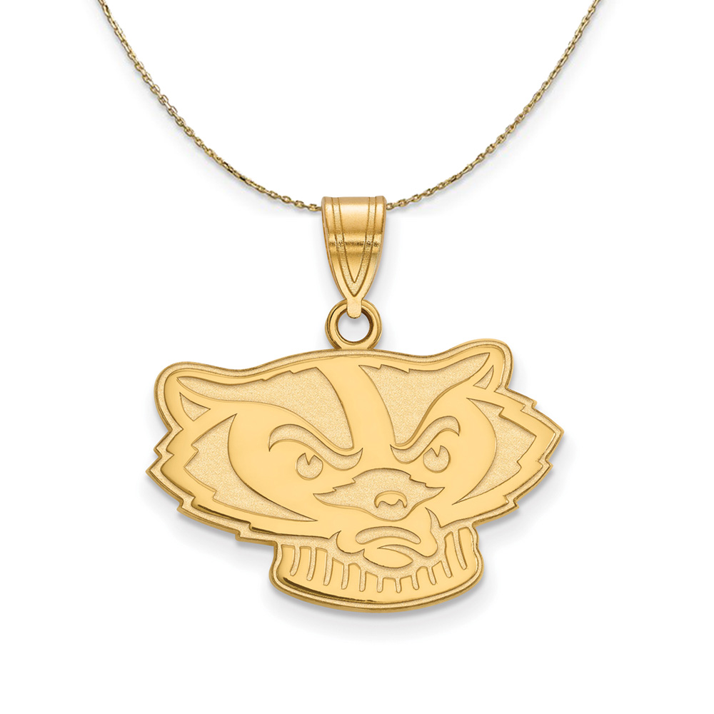 14k Yellow Gold U. of Wisconsin Badgers Necklace