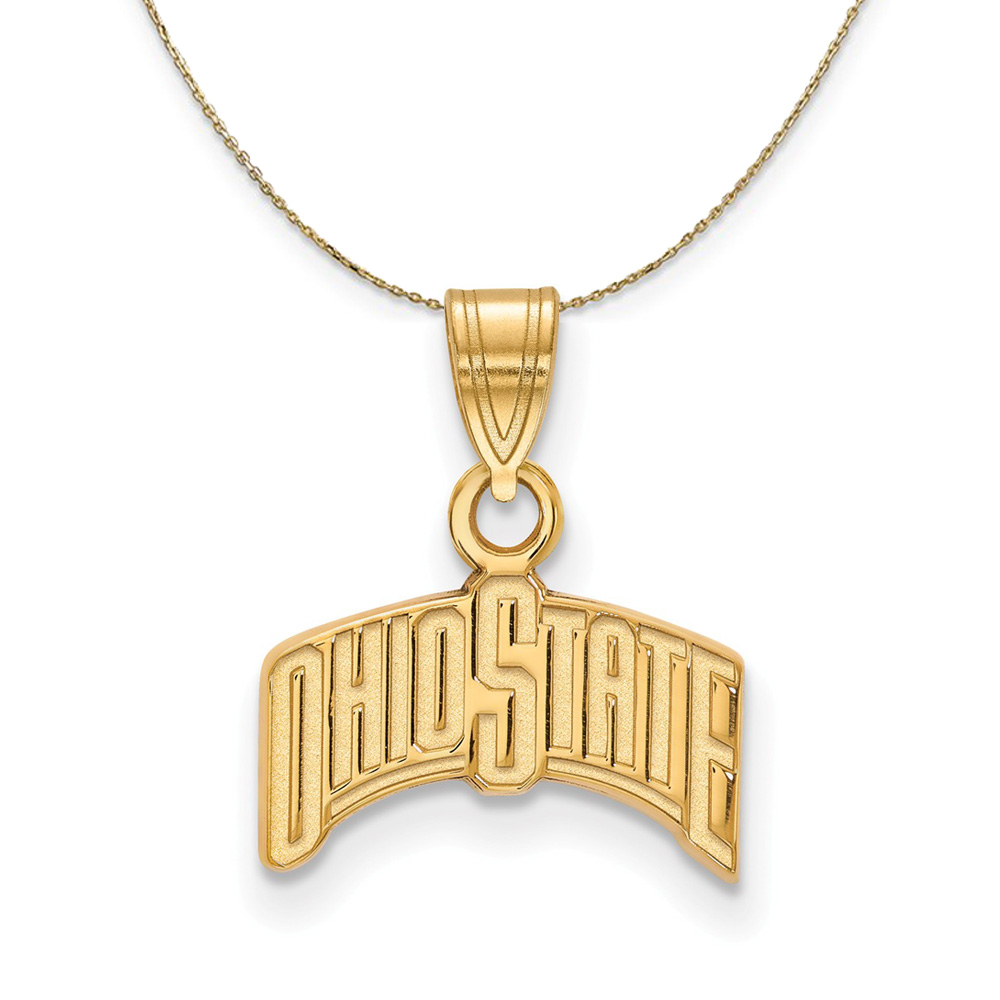 14k Yellow Gold Ohio State Sm Curved Logo Necklace