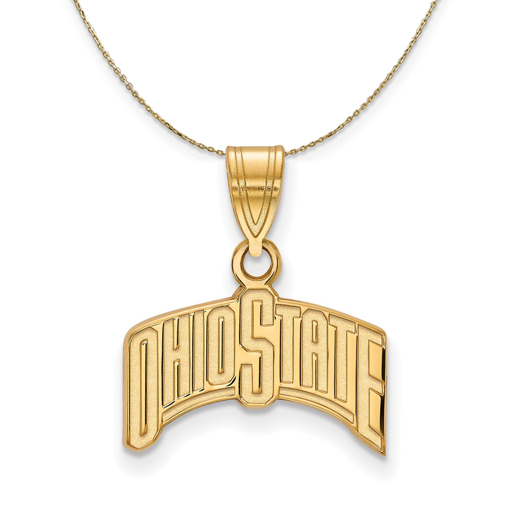 14k Yellow Gold Ohio State Md Curved Logo Necklace