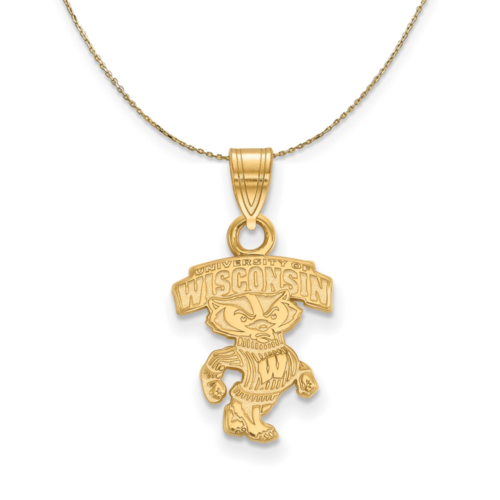 14k Yellow Gold U. of Wisconsin Logo Badger Necklace