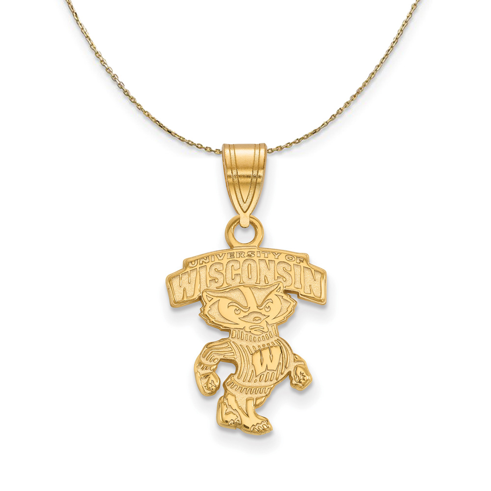 14k Yellow Gold U. of Wisconsin Logo Badger Necklace