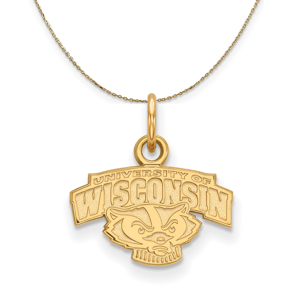 14k Yellow Gold U. of Wisconsin X-Small Badger Logo Necklace