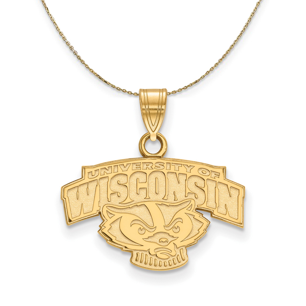 14k Yellow Gold U. of Wisconsin Badger Logo Necklace