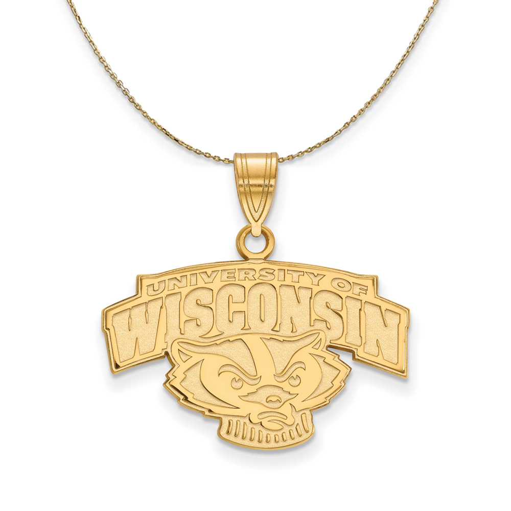 14k Yellow Gold U. of Wisconsin Badger Logo Necklace
