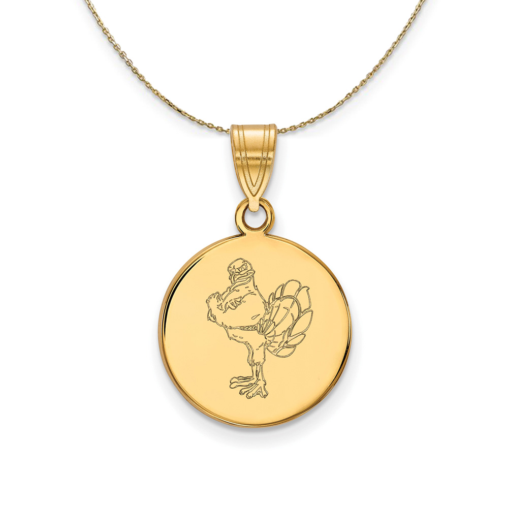 14k Yellow Gold Virginia Tech Disc Necklace