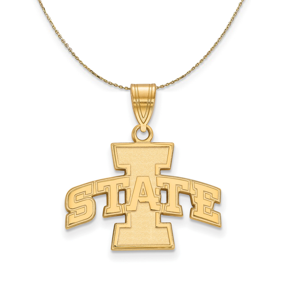 14k Yellow Gold Iowa State 'I STATE' Necklace
