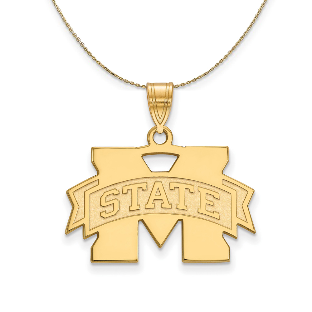 14k Yellow Gold Mississippi State Md 'M STATE' Necklace