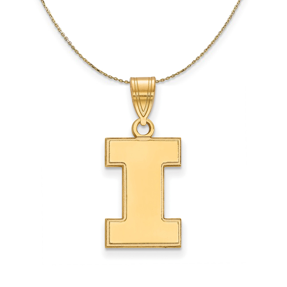 14k Yellow Gold U. of Illinois Initial I Necklace
