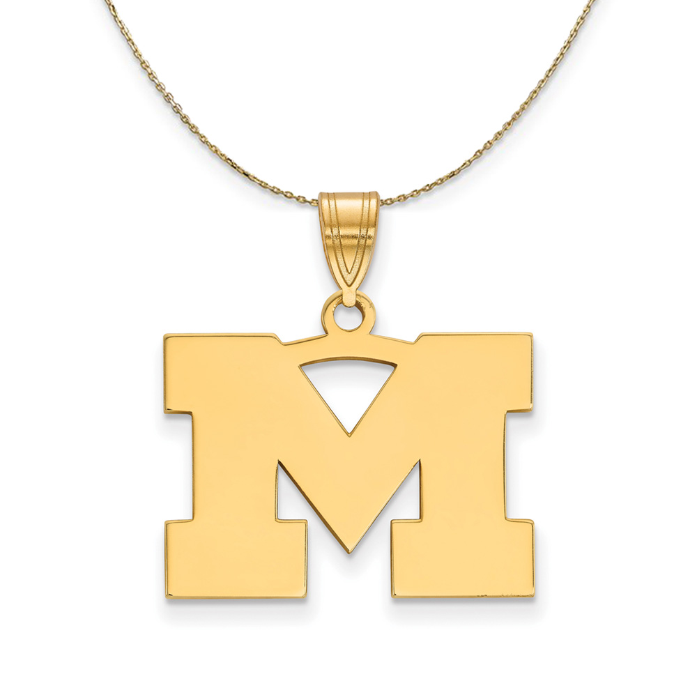 14k Yellow Gold U. of Michigan Medium Initial Necklace