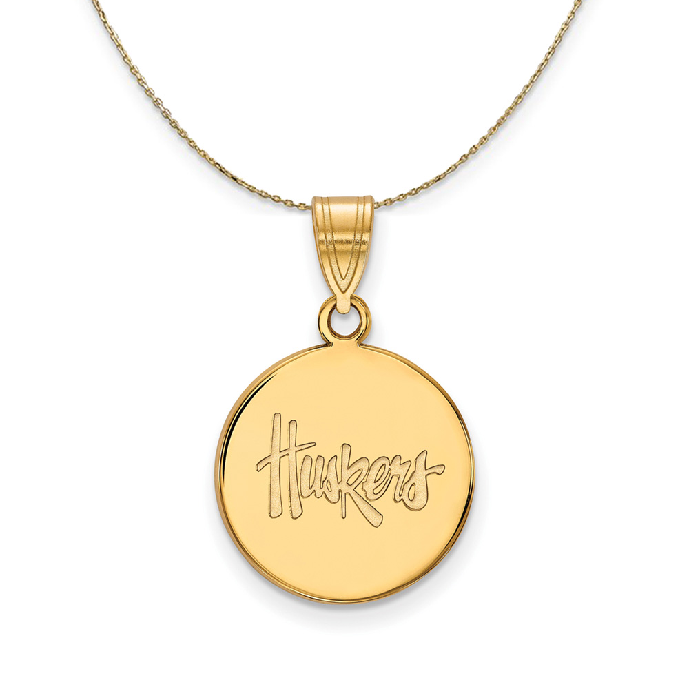 14k Yellow Gold U. of Nebraska 'Huskers' Disc Necklace