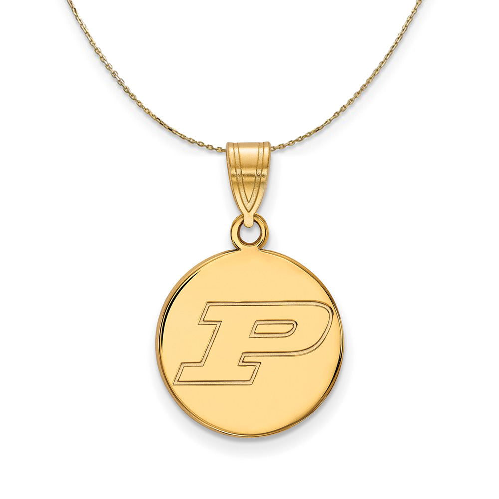 14k Yellow Gold Purdue Initial P Disc Necklace