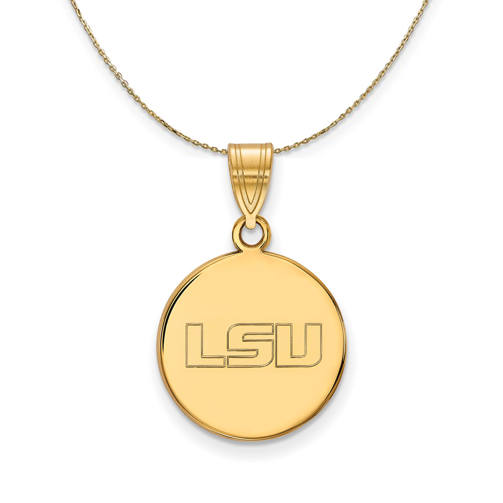 14k Yellow Gold Louisiana State Disc Necklace