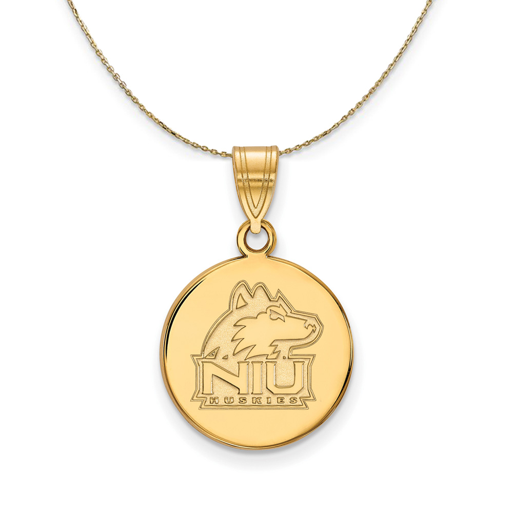 14k Yellow Gold Northern Illinois U Md Logo Disc Necklace
