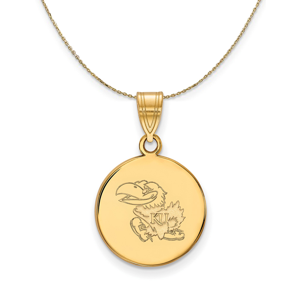 14k Yellow Gold U. of Kansas Disc Necklace