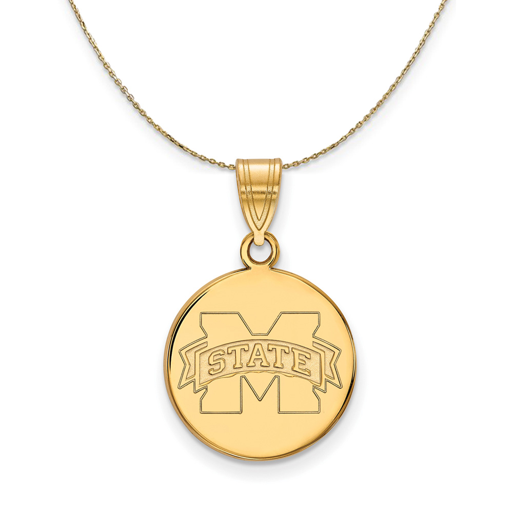 14k Yellow Gold Mississippi State Disc Necklace