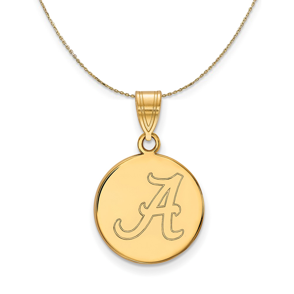 14k Yellow Gold U. of Alabama Initial A Disc Necklace