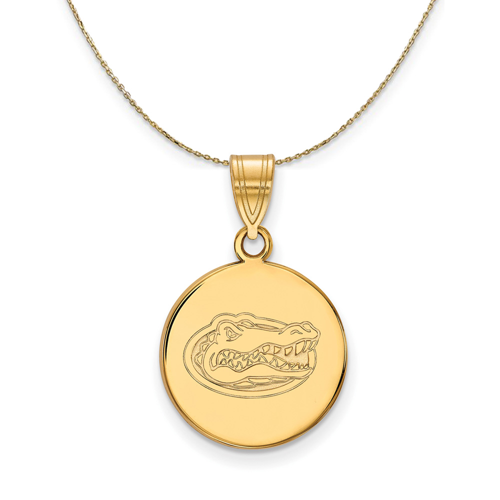 14k Yellow Gold U of Florida Logo Disc Necklace