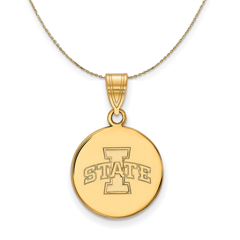 14k Yellow Gold Iowa State Disc Necklace