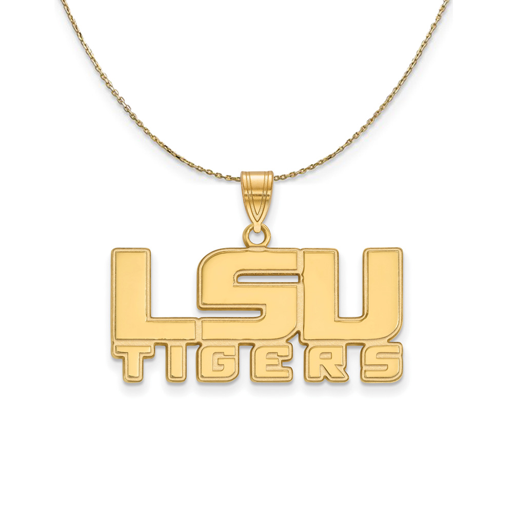 14k Yellow Gold Louisiana State Md 'LSU TIGERS' Necklace