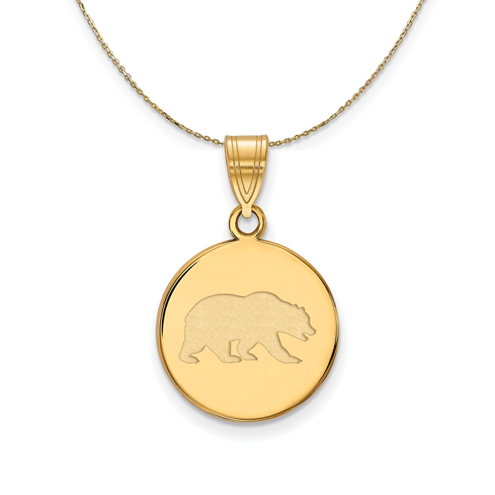 14k Yellow Gold California Berkeley Bears Disc Necklace