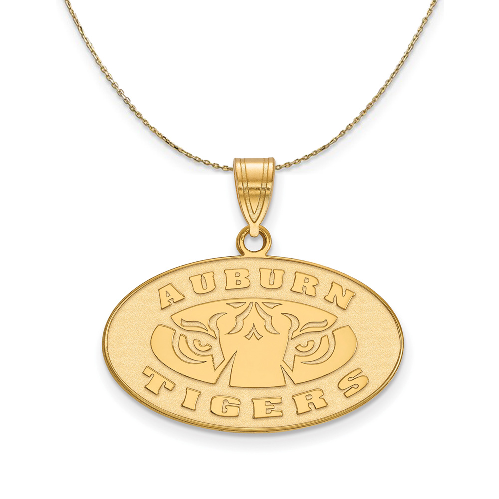 14k Yellow Gold Auburn U Oval Logo Necklace