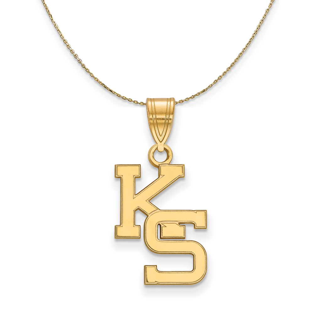 14k Yellow Gold Kansas State 'KS' Necklace