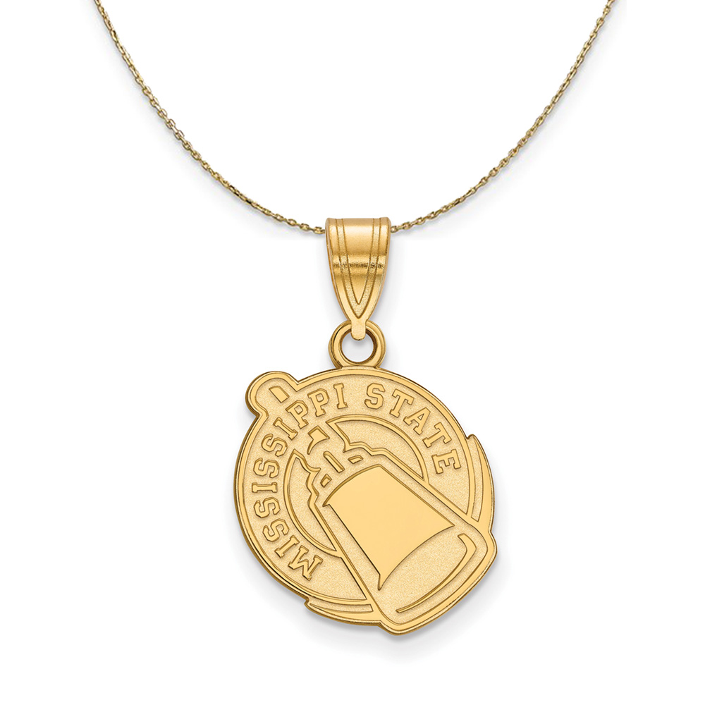 14k Yellow Gold Mississippi State Logo Necklace