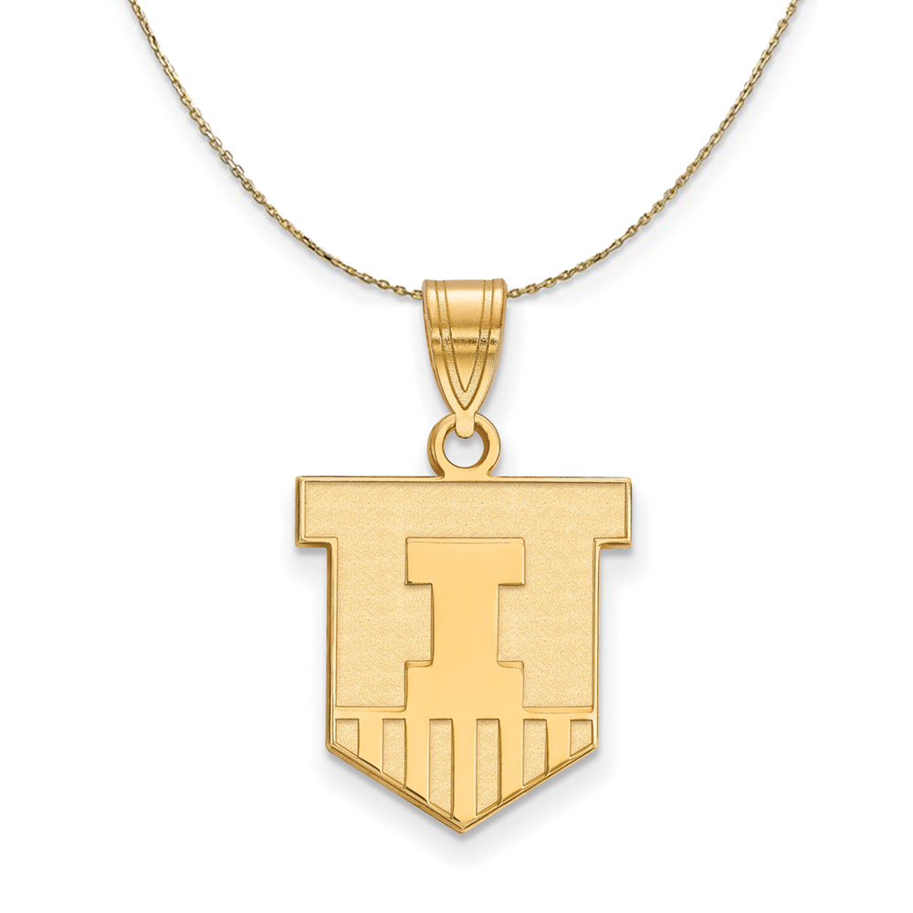 14k Yellow Gold U. of Illinois Shield Necklace