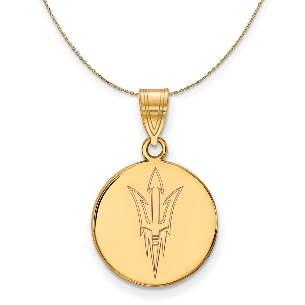 14k Yellow Gold Arizona State Md Logo Disc Necklace