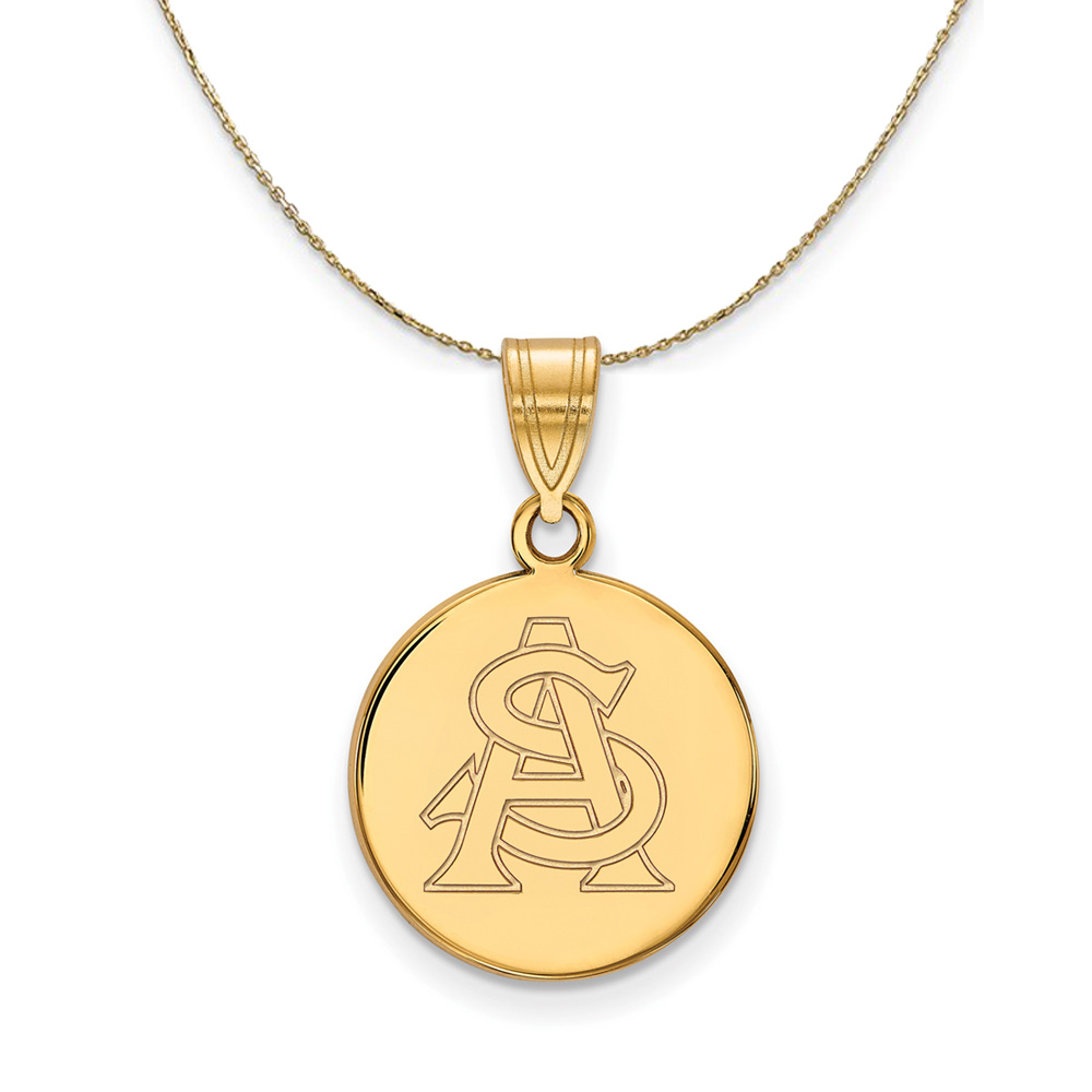 14k Yellow Gold Arizona State Disc Necklace