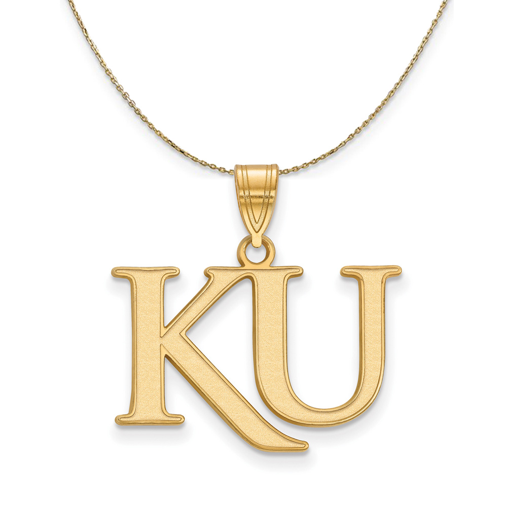 14k Yellow Gold U. of Kansas 'KU' Necklace