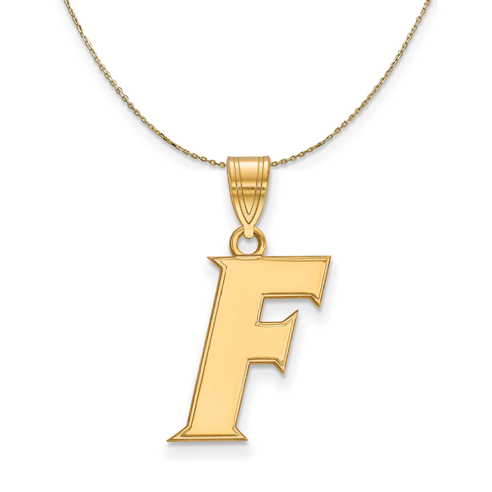 14k Yellow Gold U of Florida Initial F Necklace