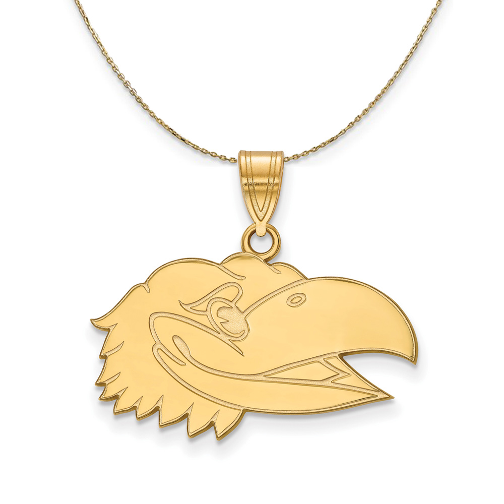 14k Yellow Gold U. of Kansas Jayhawks Md Mascot Necklace