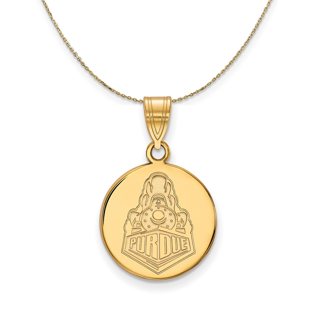 14k Yellow Gold Purdue Logo Disc Necklace
