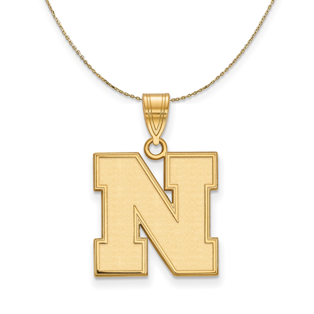 14k Yellow Gold U. of Nebraska Initial N Necklace