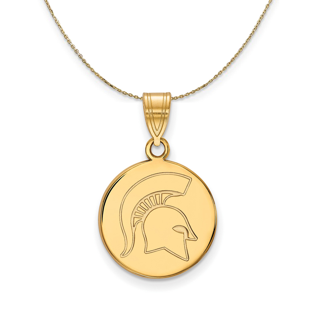 14k Yellow Gold Michigan State Disc Necklace