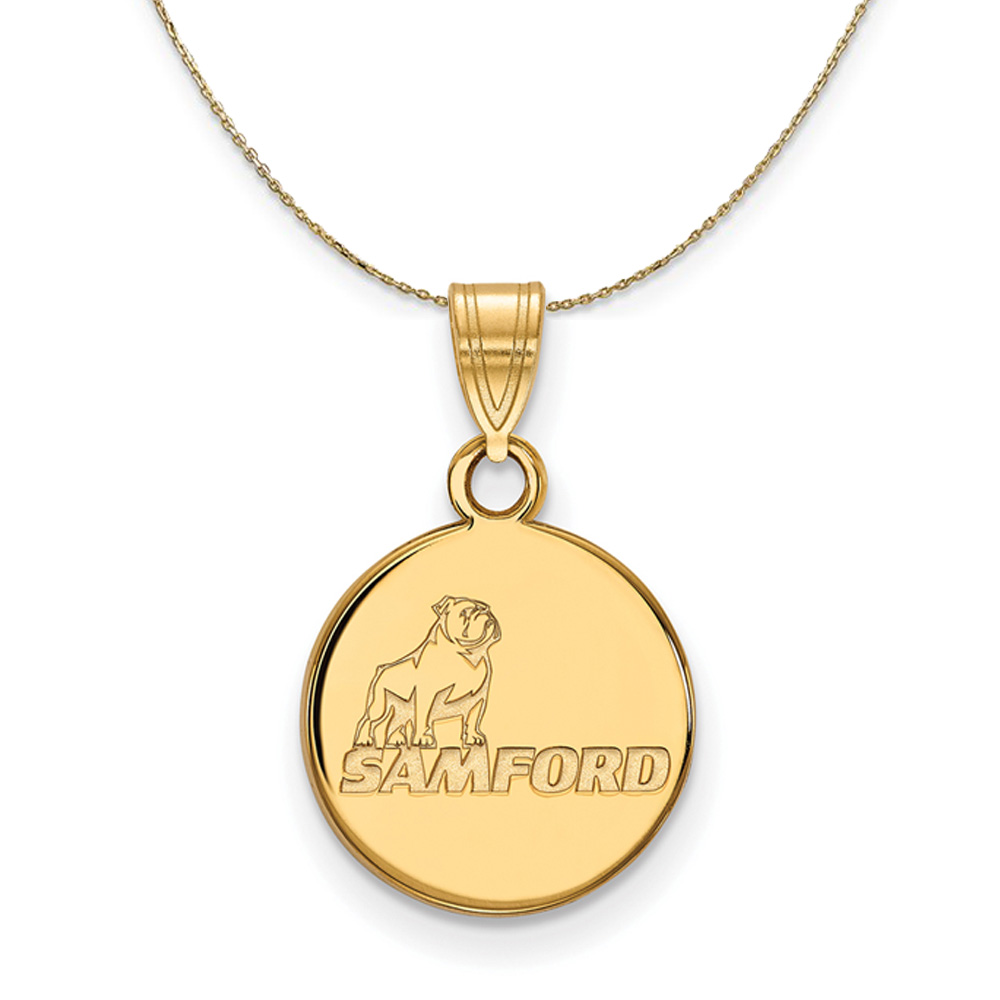14k Yellow Gold Samford U. Logo Disc Necklace